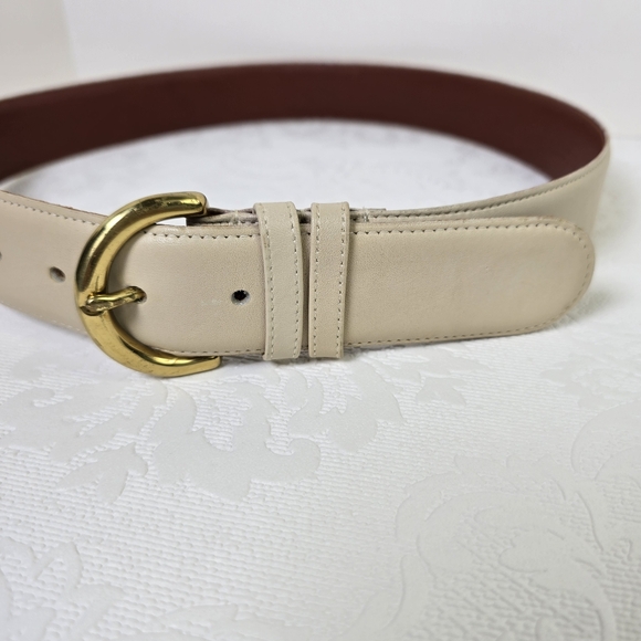 COACH 8500 Genuine Bone Leather D Ring Solid Brass Buckle Belt Women's Sz Large - Picture 6 of 13